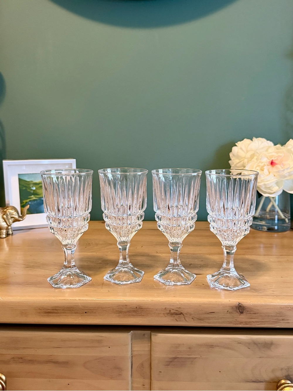 Set 4 Fostoria Heritage Clear Wine Glasses Vintage Discontinued USA